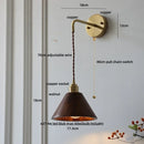 Axyaa Ash Wood LED Wall Lamp with Pull Chain Switch and Adjustable Copper Socket