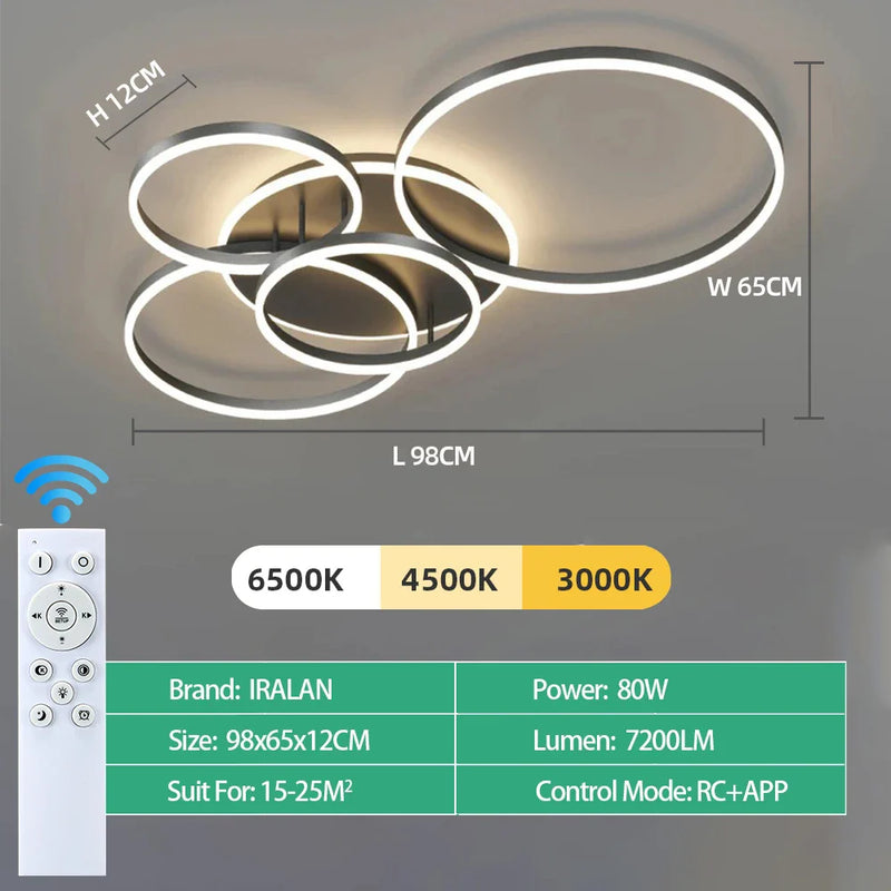 Axyaa Round Circle Ring Chandelier Ceiling Lamp for Home Decor Lighting in Living Bedroom
