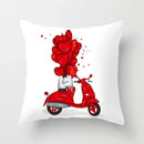 Axyaa Red Cartoon Cushion Cover 45x45cm - Modern Leisure Home Decor Pillow