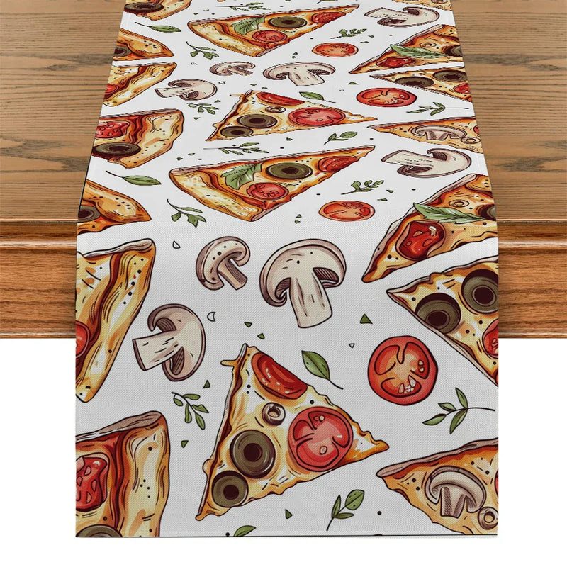 Vibrant Pizza Table Runner by Axyaa: Kitchen, Dining, Living Room Decor