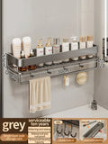 Axyaa Aluminum Kitchen & Bathroom Wall Hanging Rack Storage Shelf Organize Everything