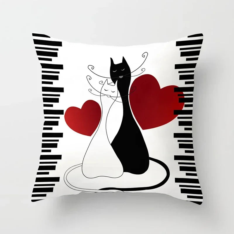 Axyaa Cat Sofa Pillow Cover - Cartoon Style Home Decor Pillowcase