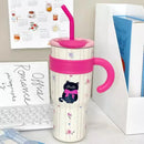 Axyaa Cute Thermos Water Bottle Insulated Stainless Steel Tumbler with Straw