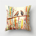 Axyaa Multicolor Bird Floral Landscape Polyester Throw Pillow Cover 45X45CM