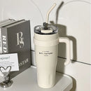 Axyaa Vacuum Insulated Tumbler - Stainless Steel Thermal Cup for Water, Coffee, Tea -  Straw, Handle