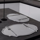 Axyaa Light Grey Faux Leather Oval Placemats for Stylish Table Decor