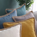 Axyaa Linen Farmhouse Cushion Cover with Hemp Rope Edging - 45x45cm