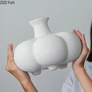 Axyaa Pumpkin Ceramic Vase: Minimalist Desk Decoration for Flowers with Artificial Floral Arrangement