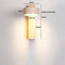 Axyaa LED Wall Light Mirror Stone Wood Wall Art Decor Bedroom Lamp