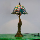 Axyaa Stained Glass Peacock Table Lamp LED Decor for Bedroom Living Room