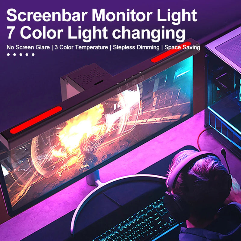 Axyaa RGB Monitor Light Bar for Gaming and Reading, Curved Screen, Stepless Dimming