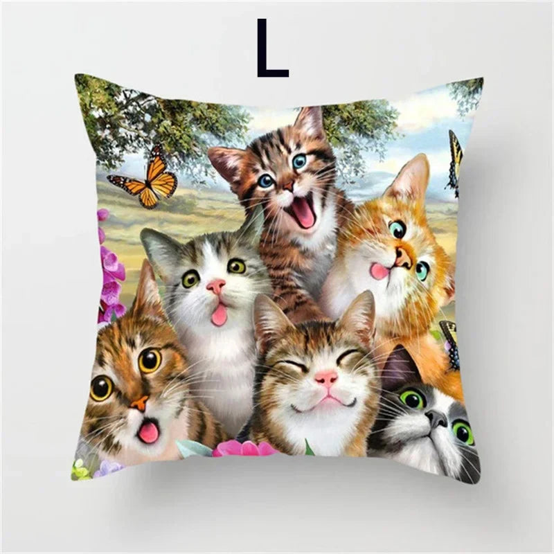 Cat Pattern Cushion Cover 45x45cm - Ideal Sofa & Home Decor Gift by Axyaa