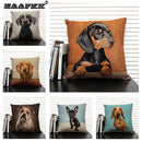 Axyaa Bulldog Dachshund Cushion Cover 45x45cm Square Linen Pillowcase