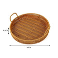 Axyaa Handwoven Rattan Basket with Handle - Food Storage Tray, Wicker Storage Organizer