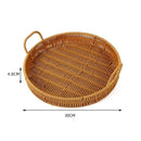Axyaa Handwoven Rattan Basket with Handle - Food Storage Tray, Wicker Storage Organizer