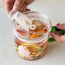 Axyaa Glass Cup with Lid and Straw, 600ml Cute Flower Design Mug