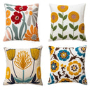 Axyaa Farmhouse Embroidered Cushion Cover 45x45 - Decorative Pillow for Living Room