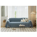 Axyaa Solid Non-Slip Sofa Cover with Tassel Edge - Breathable & Washable
