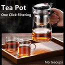Axyaa Heat Resistant Glass Teapot with One-click Filtering, Tea Water Separation Filter