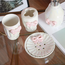Axya White Bow Bathroom Set - 5-Piece Toiletries Kit