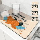 Axyaa Thanksgiving Drying Mat - Non-slip Kitchen Drain Pad and Heat Resistant Counter Mat