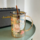 Axyaa Bunny Glass Cup with Lid and Straw: Kawaii Milk Beer Wine Drinking Glasses