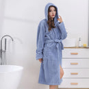 Axyaa Coral Plush Striped Bathrobe - 3D Thickened, Long, Couple Nightgown