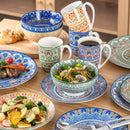 Axyaa Bohemian Mandala Porcelain Dinnerware Set - Dinner, Dessert Plate, Bowl, Mug