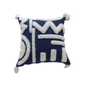 Axyaa Bohemian Tufted Navy Fringe Geometric Throw Pillow Cover