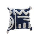Axyaa Bohemian Tufted Navy Fringe Geometric Throw Pillow Cover