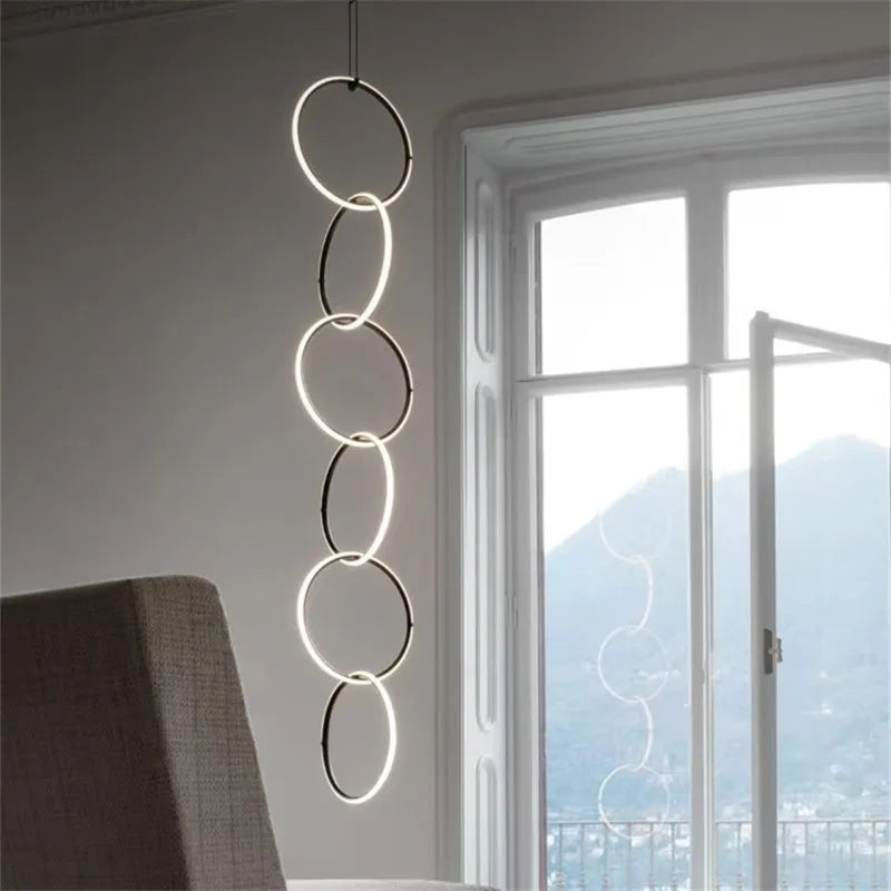 Axyaa Minimalist Pendant Light: Modern Designer Ring Lamp for Office, Living Room, Bedroom