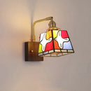 Axyaa Rotatable Dove Tiffany LED Wall Light Fixture Glass in Copper & Walnut