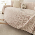 Axyaa Boho Jacquard Sofa Cover Thick Fleece Armchair Protector Vintage Style Blanket
