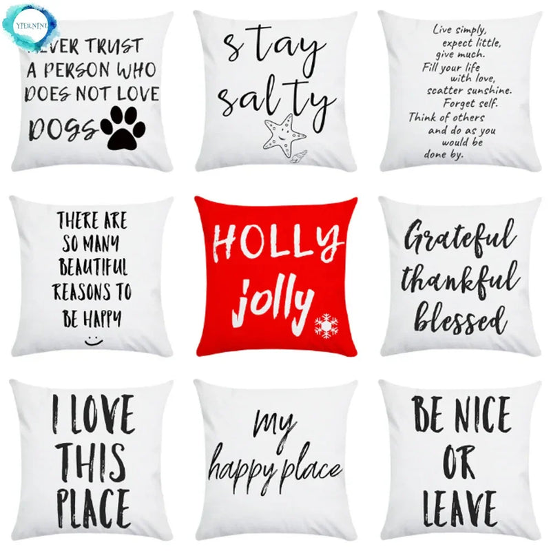 Axyaa Beauty Life Place Love Polyester Cushion Cover Decorative Pillow Case