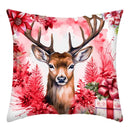 Axyaa Christmas Home Decoration Pillow Cover Santa Claus Snowman Fawn Print