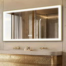 Axyaa LED Rectangular Bathroom Mirror with Colour Illumination and Antifog - Golden Frame