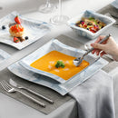 Axyaa Flora 26-Piece Marble Blue Porcelain Tableware Set for 6