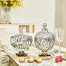 Axya Crystal Candy Jar with Gold Base Lid, Transparent Decorative Storage Jar
