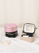 Axyaa LED Mirror Makeup Bag & Jewelry Organizer - Rechargeable, 3 Color Lighting