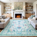 Axyaa Elegant Floral Print Living Room Rug - Non-slip & Machine Washable Floor Mat
