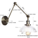 Axyaa Industrial LED Wall Light Clear Glass Vintage Adjustable Long Arm Fixtures