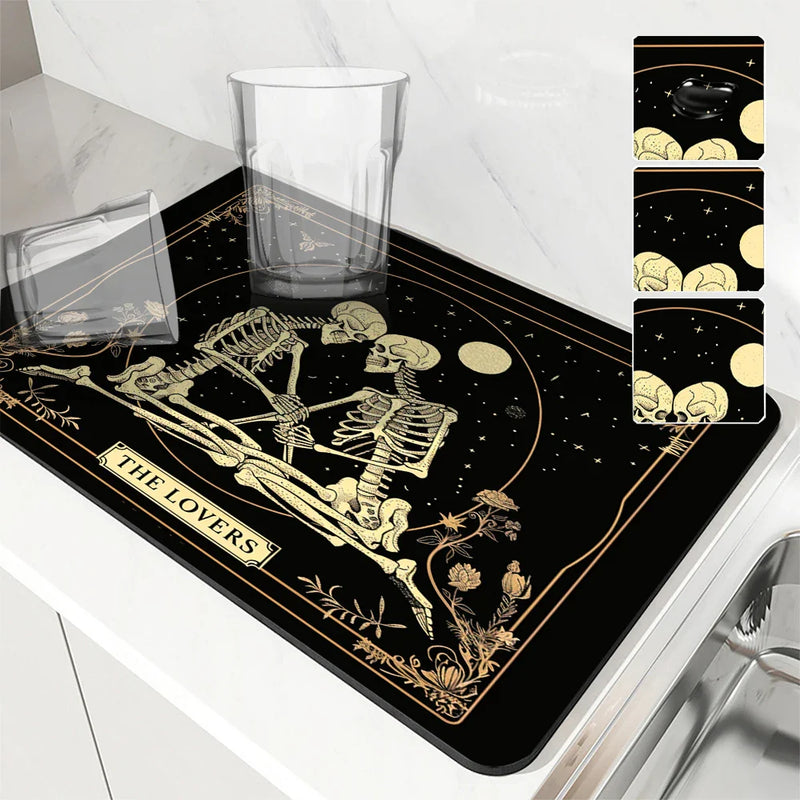 Axyaa Halloween Flower Diatoms Coffee Cup Drying Mat