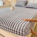 Rabbit Velvet Thicken Fitted Sheet Set Axyaa Warmth Bed Sheet Queen King Size