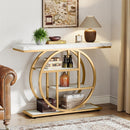 Axyaa 4-Tier Industrial Entryway Console Table for Living Room, Foyer, Hallway