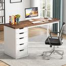 Axyaa Rustic Brown Computer Desk with 5 Drawers, 47" Home Office Study Laptop Desk