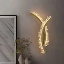 Axyaa Gold Crystal Wall Light: Luxe Stainless Steel Sconce for Home Decor