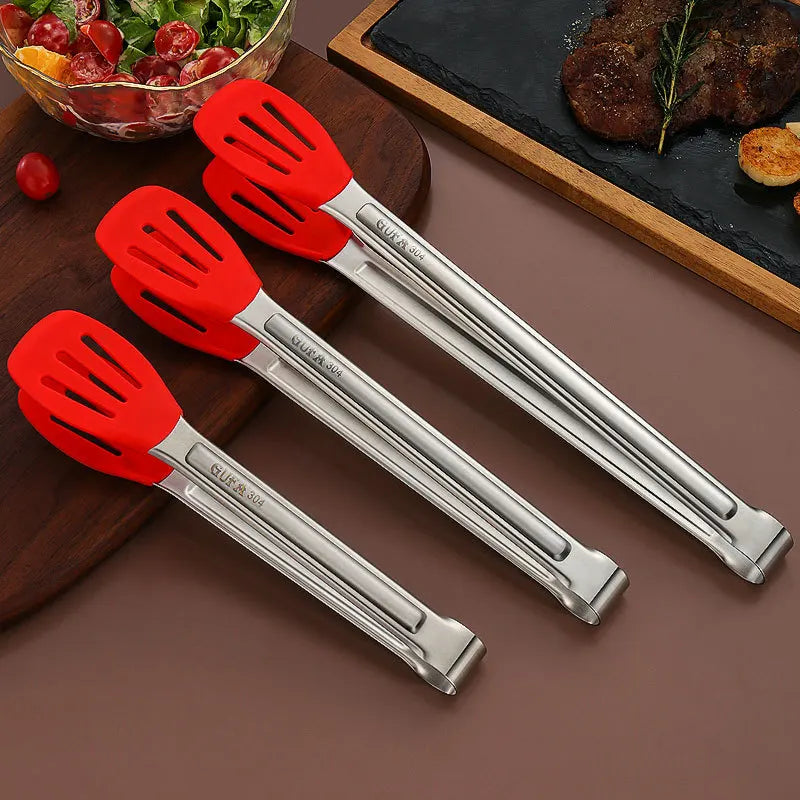 Axyaa Silicone Hollow Head BBQ Tongs for Home Cooking Essentials