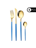 Axyaa 4-Piece Black Gold Stainless Steel Cutlery Set