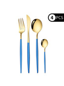 Axyaa 4-Piece Black Gold Stainless Steel Cutlery Set