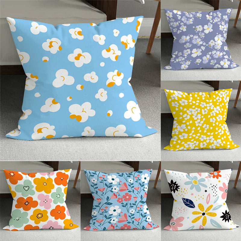 Axyaa Small Daisy Leaves Cushion Cover - Home Decor Pillowcases